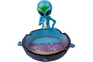 Ash Tray for Weed,Cool Ashtrays for Cigarettes, Alien Fantasy Ashtray Decor for Home Office, Ornament Gifts (Blue, Alien)