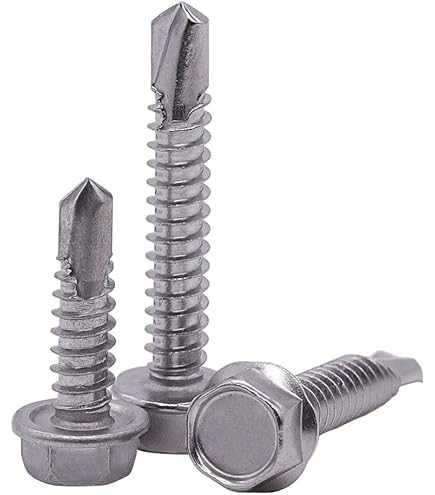 400 Tornillos Autoperforantes De Acero Con Cabeza Hexagonal TEK 5 - 12-24 X 1-1/2 Pulgadas, Acabado Zincado