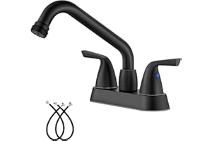 Aolemi Laundry Sink Faucet 4 Inch Centerset, Utility Sink Faucets with Swivel Spout and 3/4" NPT Threaded End, 2-Handle Fauce