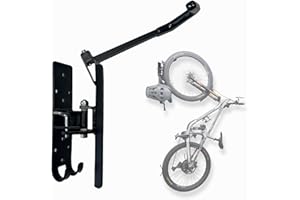 Koa Vibes Swivel Bike wall mount with gear hooks, One Pack, Organize Garage with Bike Storage, Vertical or Ceiling Mount, heavy duty construction for bikes up to 60lbs, bike rack garage organizer