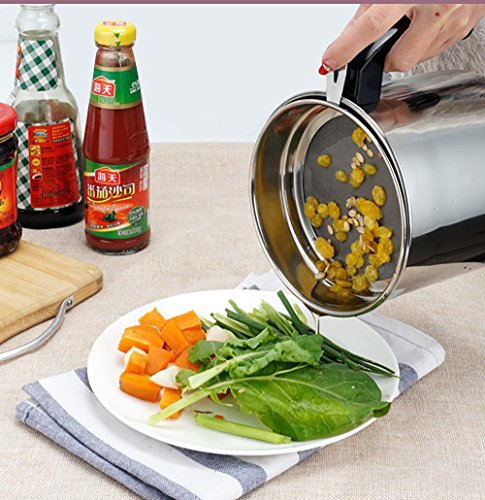 Oil Storage Grease Keeper, Grease Strainer Pot Grease Container with Mesh Strainer (1.2 L)