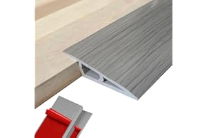 EASEINSTALL Floor Transition Strips Door Threshold Ramps 36 inch, 1/2'' ~ 3/5'' Thresholds Ramps for Doorways, Transition Strips for Doorways (Wood Grain Gray)