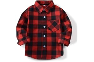 SOBRISAH Men & Boy Button Down Shirt Kid Flannel Shirt Toddler Buffalo Plaid Shirt Boys Western Shirts Long Sleeve Father Son Shirt