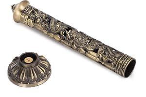 Zerodis Incense Stick, Bronze Dragon Phoenix Relief Vertical Incense Holder, Retro Nostalgic Design for Tea Room Decoration a
