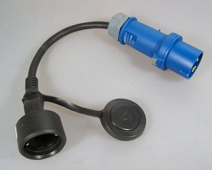 Adapterkabel CEE Stecker - Schutzkontakt Kupplung 0,5 m - schwarz - H07RN-F 3G2,5 - Caravan / Camping / Boot / Campingplatz /