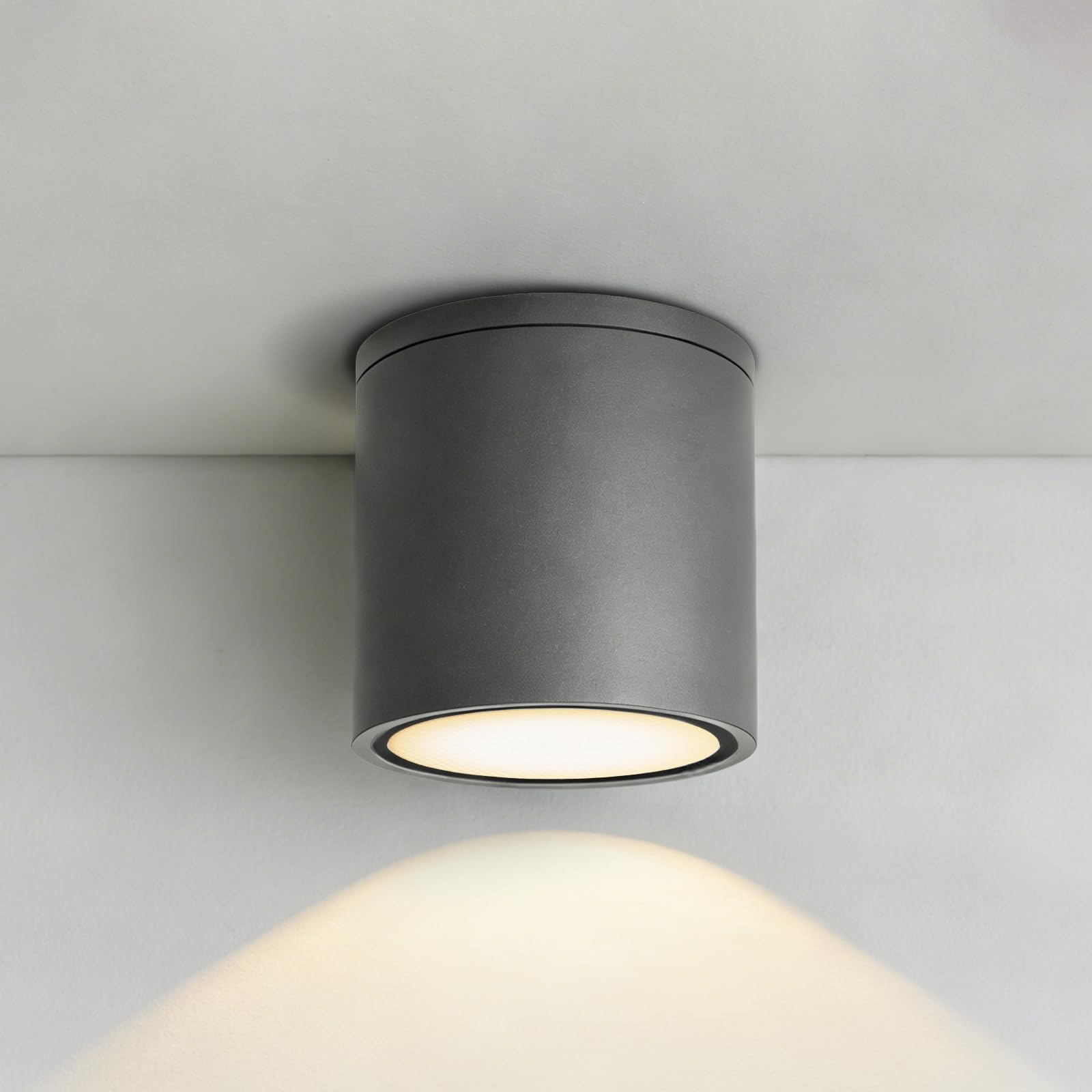 EBION Surface Mounted Downlight,IP54 Waterproof Outdoor Ceiling Light,GU10 Ceiling Spot Lights,Aluminum Round Ceiling Lighting Fixture for Bedroom,Living room,Bathroom,Hallway,Office,Anthracite,1 Pack