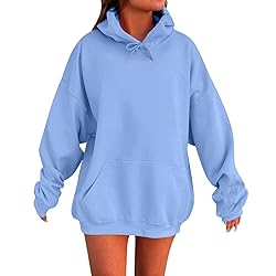 Oversized Light Blue Cotton Hoodies - Women's