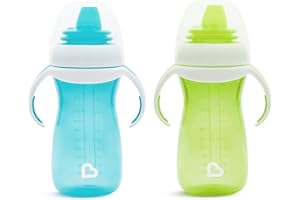 Munchkin® Gentle™ Transition Sippy Cup with Trainer Handles, 10 Ounce, 2 Pack, Blue/Green
