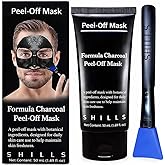 SHILLS Charcoal Mask for Men, 1 Bottle (1.69 fl. oz) and a Brush Set