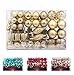 AMS 90ct Christmas Ball Assorted Pendants Shatterproof Tree Ornaments Seasonal Decorations in a Reusable Hand-Help Gift Box Ideal for Holiday and Party (Gold, 90ct)