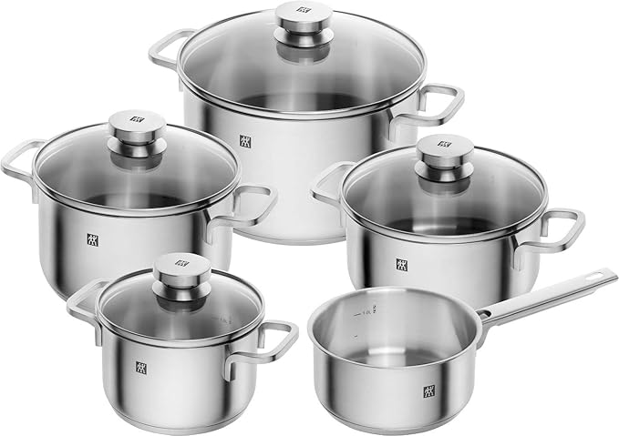 Zwilling 66670-000-0 Focus Topfset, 5-teilig, Glasdeckel, induktionsgeeignet, spülmaschinengeeignet Rostfreier 18/10 Edelstah
