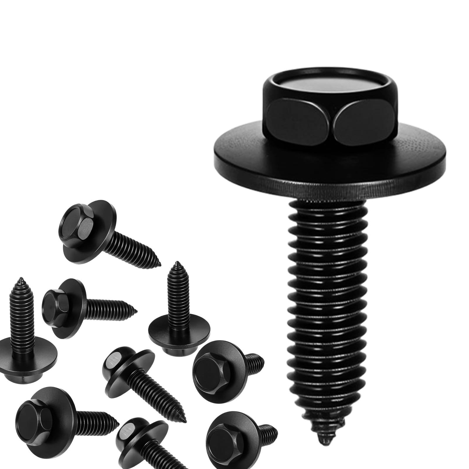 Photo 1 of 60 Pcs 0.24"- 0.87" Indented Hex Head Body Bolts, Metal Fasteners Automotive Body Screws for Trucks Fender Bolt for Car, Black Finish Hex Head Sems Bodys Bolts Screw