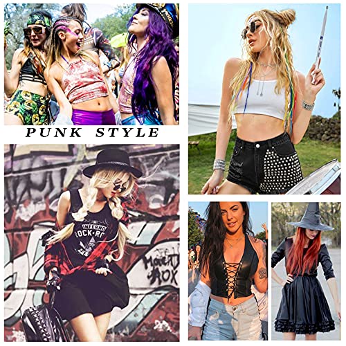 WERFORU Women Punk PU Leather Chain Belt Ladies Gothic Rock Waist Belt with Leg Harness Garter, Belt Suit for Waist Size 26-39 Inches, Leg Garter Suit for Thigh Girth below 61 Inches