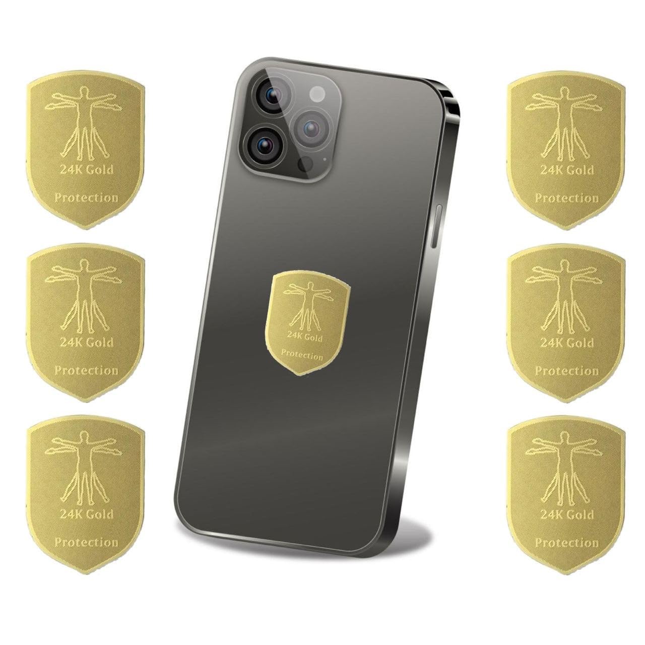 24K Gold Protection Stickers (6-Pack) – Blocking Shield Neutralizers for Phones, Tablets & Electronics – Stylish Wellness Tags for Device Support