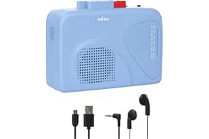 ODEO Cassette Tape Player | Portable Battery Operated | Radios Portable AM FM with Built-in Speaker, Tape Voice Recorder, VAS, Aux In Port | Includes Wired Earbuds for Music and Travel