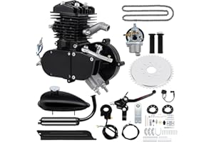 H-YEEU 26” 28” 2 Stroke 80cc Cycle Bicycle Gas Motorized Gasoline Engine Motor Kit CDI Air Cooling for Mountain and Road Bike (Black)
