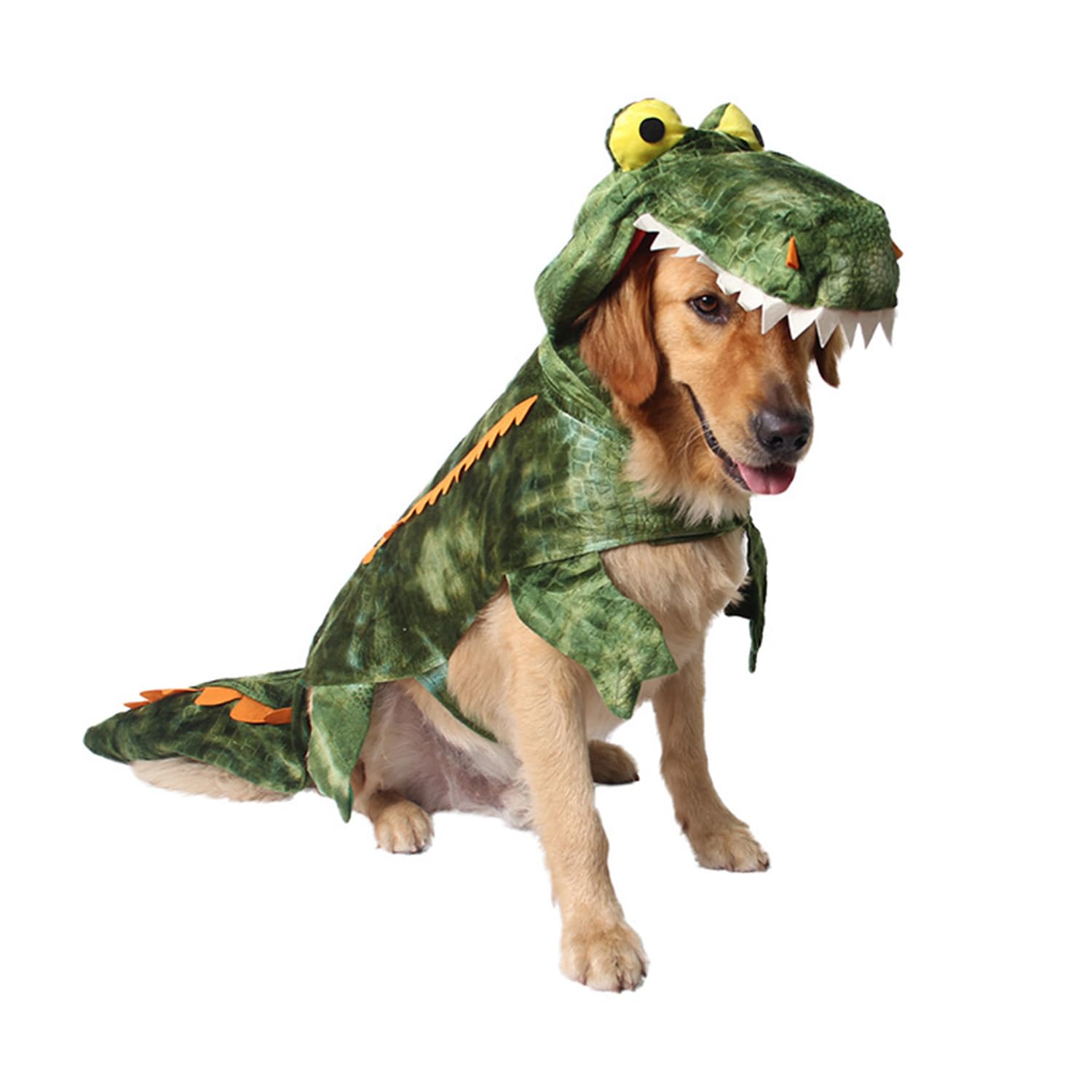 MUYAOPET Large Dog Costume Halloween Dog Crocodile Costume Pets Winter Warm Coat Jumpsuits (XXL, Green)