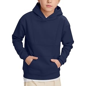 Joiceful Boys' Hoodie Pocket Sweatshirt | Long Sleeve, Hooded Pullover, Soft Fabric, Casual, Plain, Active, Daily School Outf