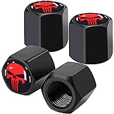 Ajxn 4 Pack Skull Car Wheel Tire Valve Stem Caps Airtight Dust Proof Covers Universal Tire Air Valve Caps, Trucks, Bicycles, Car Accessories for Men and Women Red