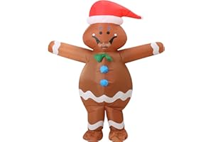 DUOLZ Gingerbread Man Costume Adult,Inflatable Christmas Costume,Blow Up Funny Onesies Xmas Ginger Bread Costumes Women Men