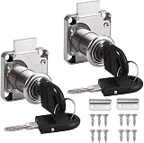 Mclcvp7re 2x Zinc Alloy Drawer Cabinet Lock Cylinder w/ 4 Keys Silver DUYIT07 view 1
