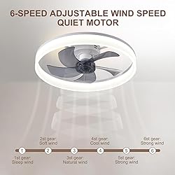 KINDLOV Ceiling Fan with Light,19.7''Dimmable LED