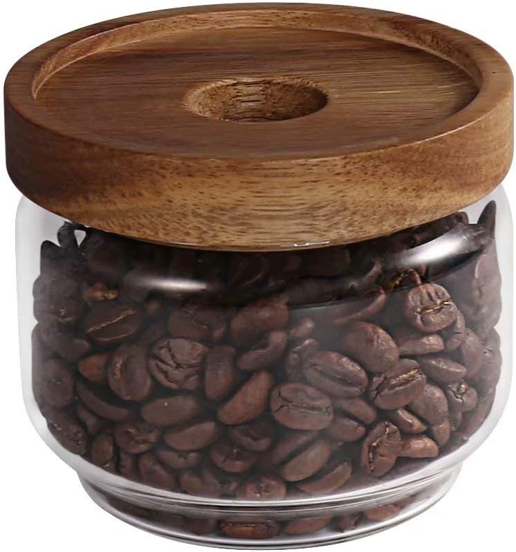 77L Glass Storage Jar, 8.85 FL OZ (262 ML), Glass Storage Jar with Sealed Wooden Lid - Portable Clear Food Storage Jar for Serving Candy, Snack, Honey and More