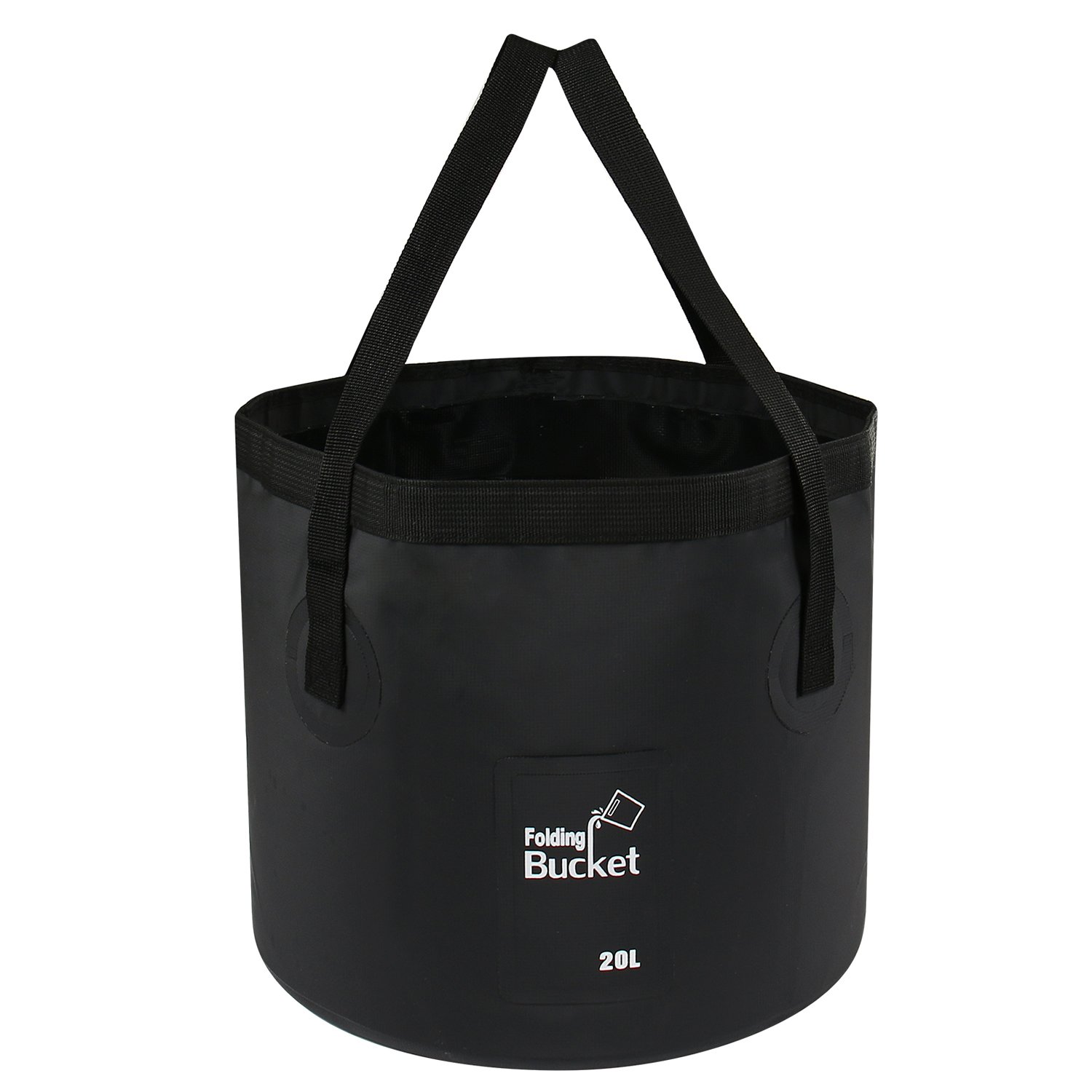 Folding Bucket - Foldable Camping Storage Container Collapsible Bucket 20L Portable Lightweight Pail for Camping Traveling Hiking Fishing Boating and Gardening (Black, 20L)