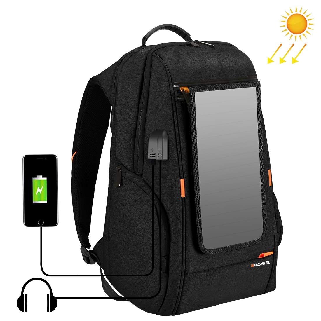 HAWEEL External Frame Backpack with 7 Watts Solar Panel