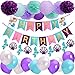 Mermaid Birthday Party Decorations Kit Happy Birthday Mermaid Banners Pom Poms And Paper Lanterns Balloons For Girl's Birthday Party And Baby Shower Mermaid Birthday Decorations Supplies
