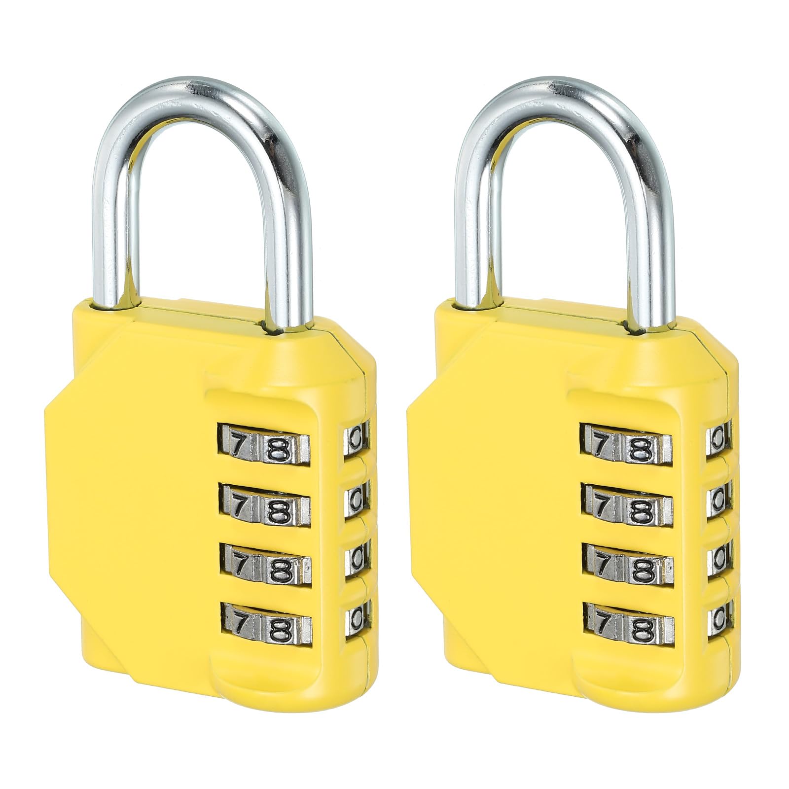 PATIKIL 3 Inch Long 4 Digit Combination Padlock, 2 Pack Waterproof Zinc Alloy Resettable Combination Lock for Outdoor Gym Gate Box, Yellow