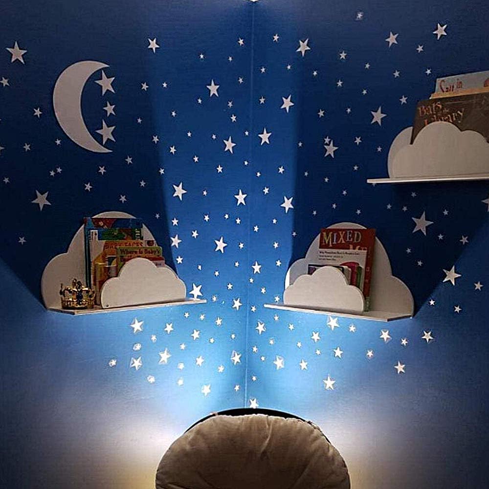 Moon and Stars Wall Decal Vinyl Sticker, Removable Children Kids Art DIY Sticker Mural for Boy Girls Baby Room Decoration Good Night Nursery Wall Decor Home House Bedroom Design (White) - Image 3