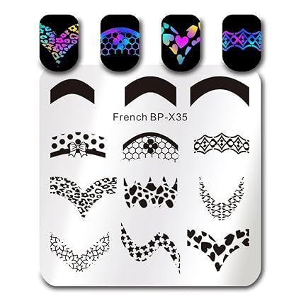 Amazon Com Born Pretty Square Nail Art Stamp Template French Tip