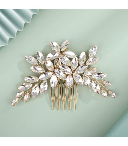 Amazon.com : YERTTER Black Crystal Hair Comb Vintage Beaded  display picture 1