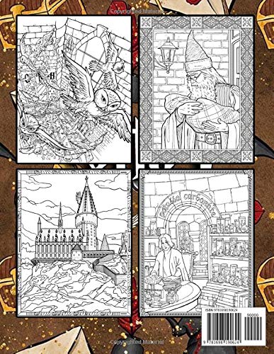 Harry Potter Coloring Book: Over 50 Hogwarts Harry Potter Coloring ...