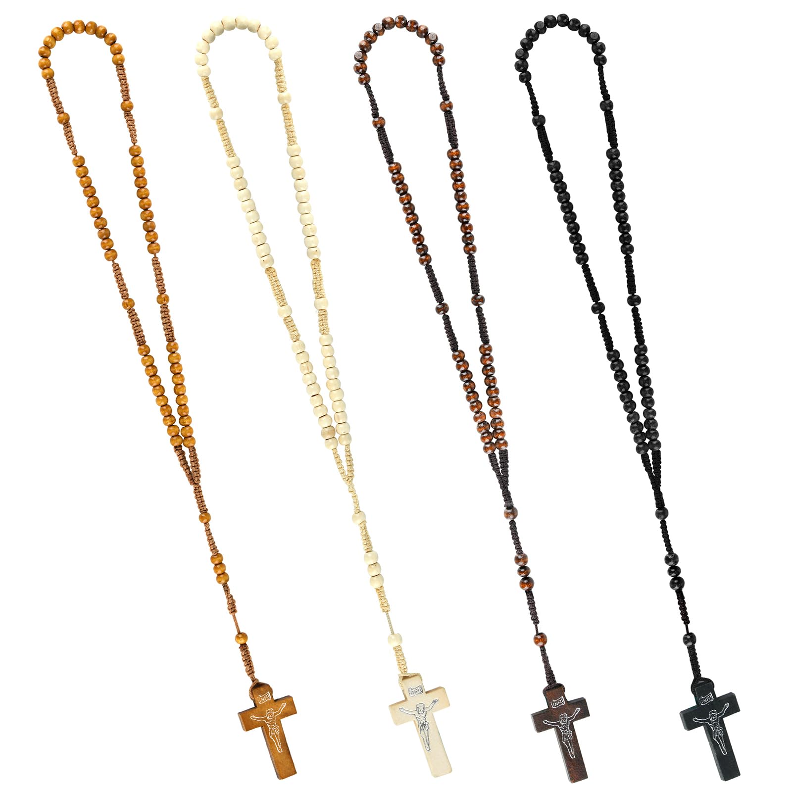 Photo 1 of ***TWO - BLACK/TAN***
SHAOQINLIN Wooden Beads Rosary Handmade Rosaries 2 Color Wood Rosary Beads Christ Jesus Imprint Cross Religious Accessories Christian Prayer Gift