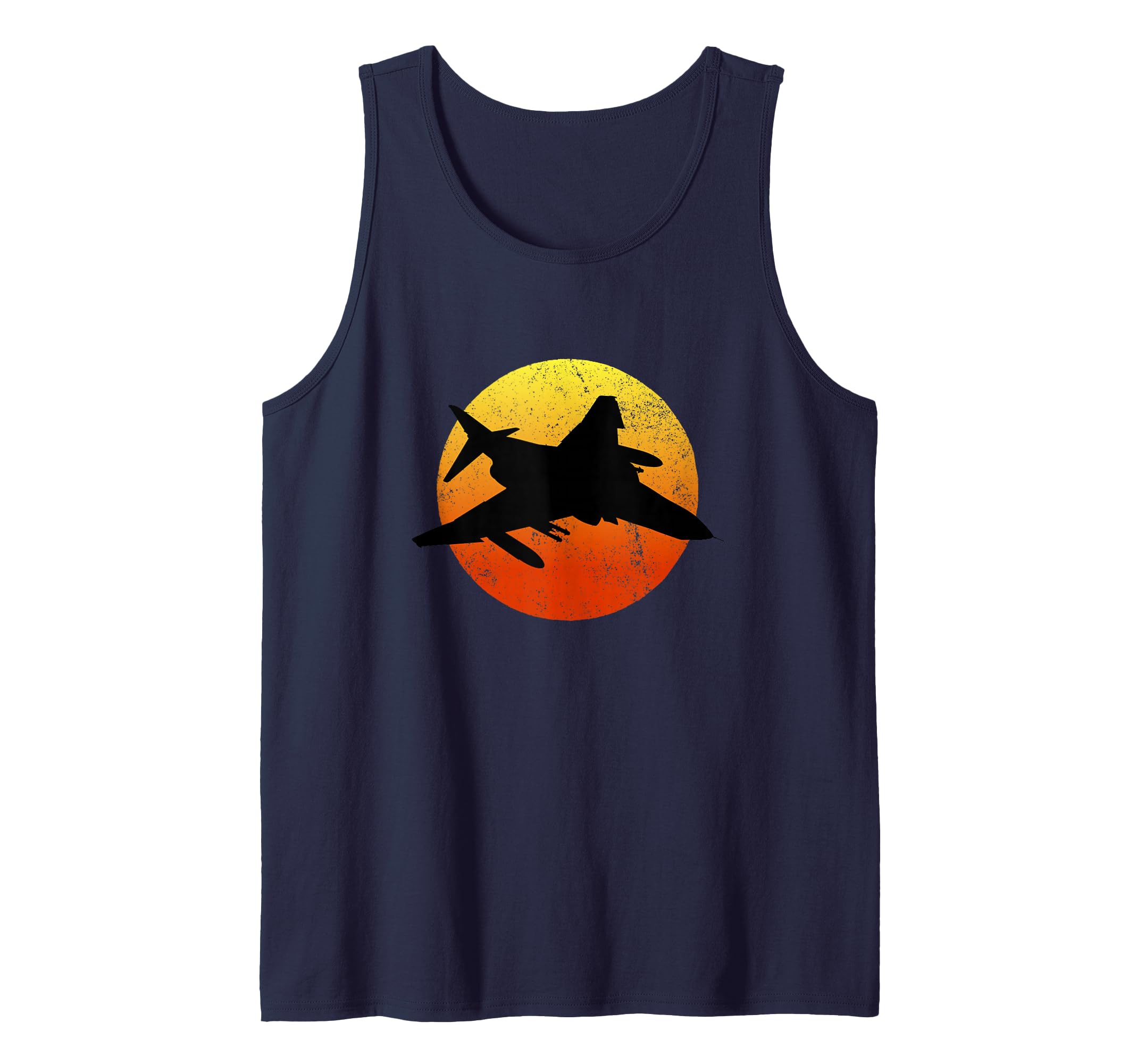 F-4 Phantom Silhouette Retro Sunset Military Jet Flying F4 Tank Top