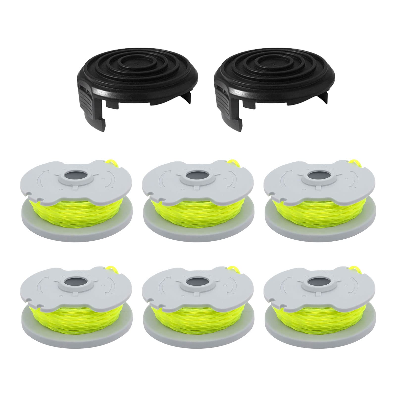 CDIYTOOL String Trimmer Replacement Spool Line, 0.08" 20ft Grass Trimmer Replacement Spools for WA0014 WG168 WG184 WG190 WG191 Weed Eater String Edger Spool Refills Auto-Feed (6 spools,2 Cap)