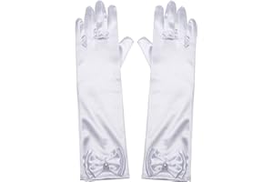 sodknow Princess Gloves for Little Girls, Kid Long Satin Gloves Costume for Dress Halloween Cosplay Birthday Party Wedding