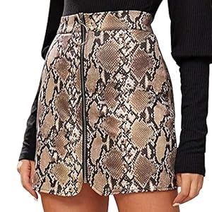 61LRBW7ThfL. SS300 Nensiche Faldas sexys con cremallera en línea A, falda serpentine con cremallera frontal por encima de la rodilla 61LRBW7ThfL. SS300