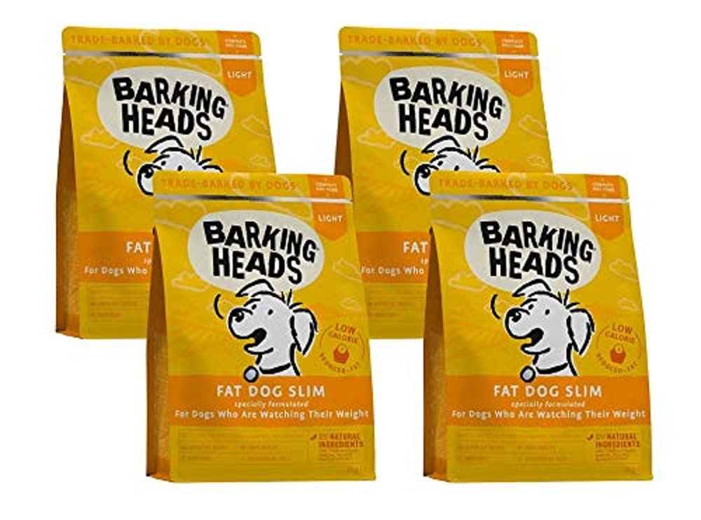 Barking Heads Complete Dry Dog Food 1kg x 4 - Adult All Hounder Fat Dog Slim Chicken - Natural Low Fat Weight Management for Overweight Dogs - Vet Approved