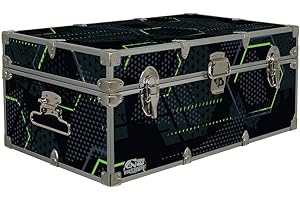 C&N Footlockers Designer Storage Trunks - Hi-Tech Themes - 32 x 18 x 13.5 Inches - Durable and Built to Last - Lockable (Glowing Hexagons)