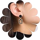 Andelaisi Boho Crystal Square Dangle Earrings Vintage Black Resin Circle Stud Earrings Gold Hollow Square Drop Earrings CZ Geometric Square Earrings Jewelry for Women