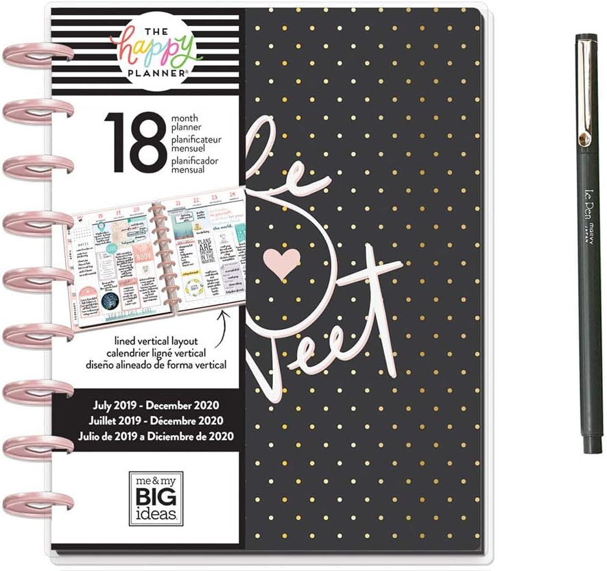 Create 365 Classic Happy Planner – Life is Sweet – 18 Months 2019 – 2020 + Uchida Le Pen 0.3mm Black Pen