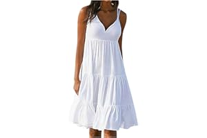 Gamivast Summer Sleeveless Dresses for Women 2024 Pleated Tank Midi Dress Casual Loose Fit Dress Plus Size Beach Sundress