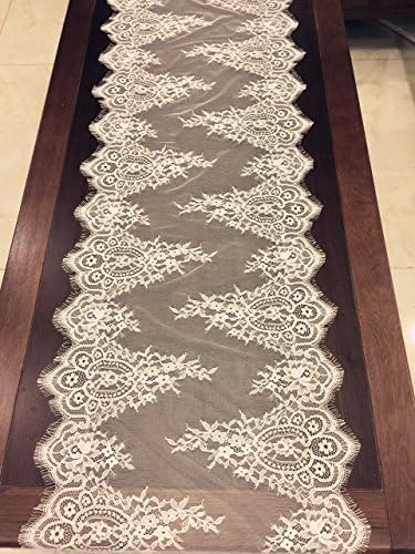 ELLA MAMA Lace Trim DIY Craft Ribbon 17โ x 3 Yards Eyelash Table Runner, Sewing Applique Craft Wedding Decoration Soft Fabric (White)