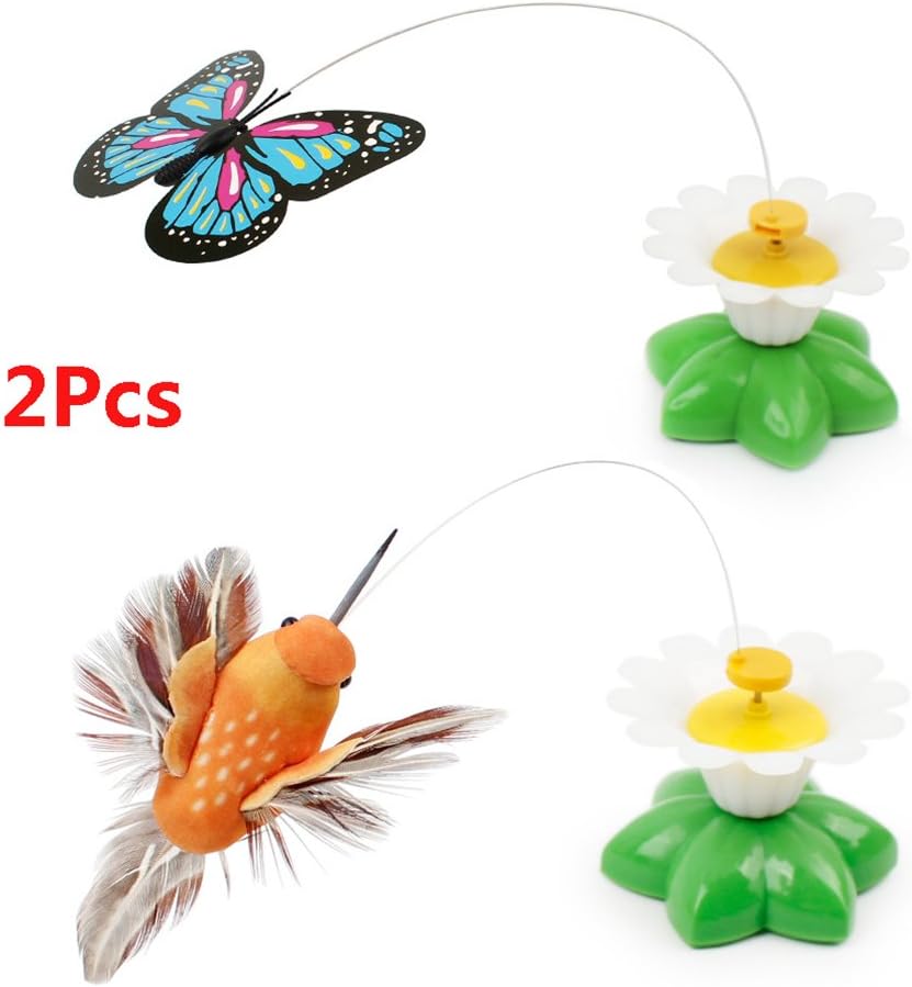 Lesley Ye Funny Pet Cat Toys Butterfly Cat Kitten Playing Toys Litter Birds Spinner Whirling Wiggler Fly Toy