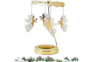 Candle Mobile Christmas Rotary Gold Spinner Home Decor for Dining Shelf Desk Meditation Study Room Bedroom Living Kitchen Bir
