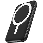 podoru for Magsafe Battery Pack, 5000mAh Magnetic Power Bank with Type-C Cable 20W PD Fast Charging Lighting Input Wireless Portable Charger for iPhone 17/16/15/14/13/12/ All Series-Black