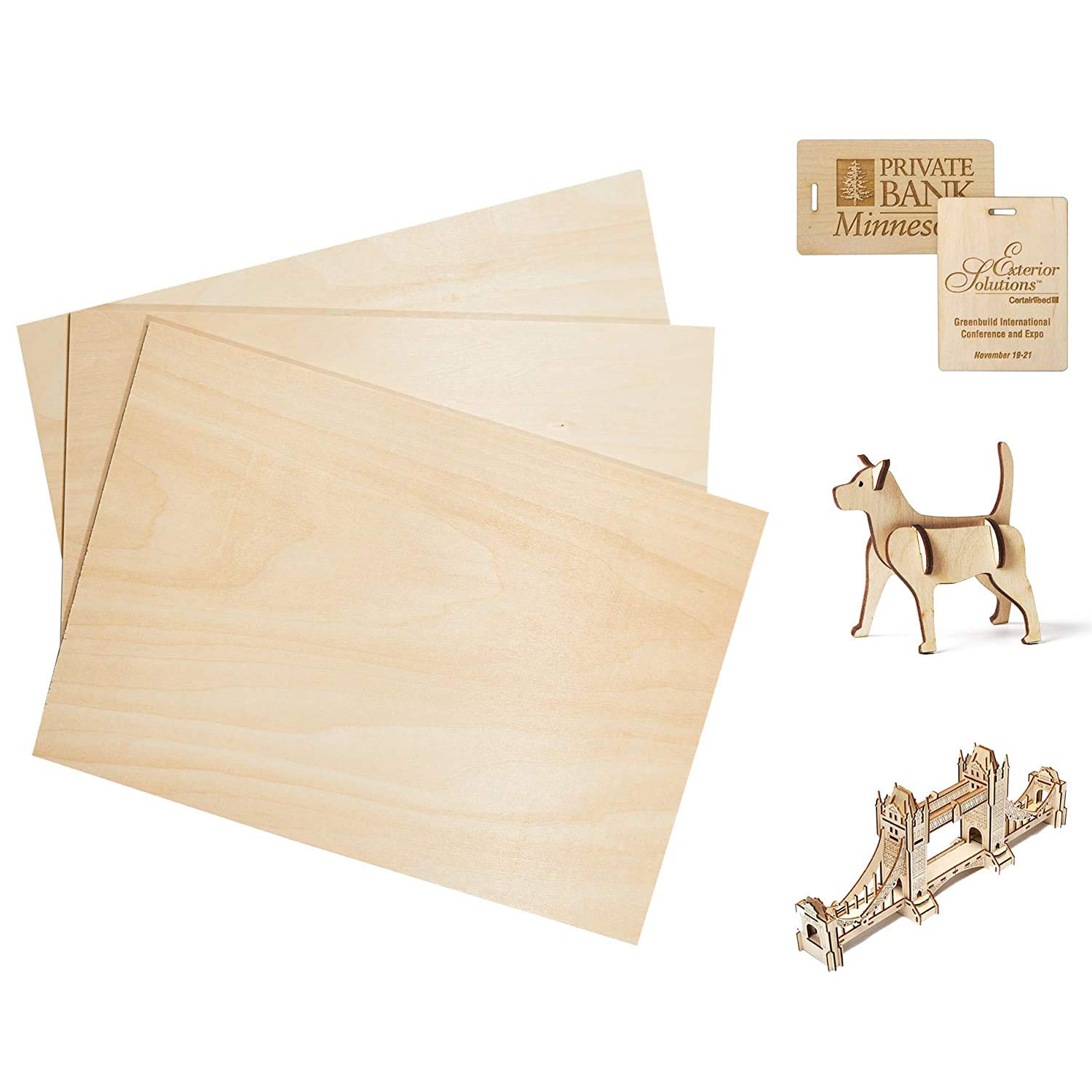 Basswood Sheets Plywood Board 30x20cm, 3mm Thick - Pack of 3 - by CRAFTIFF